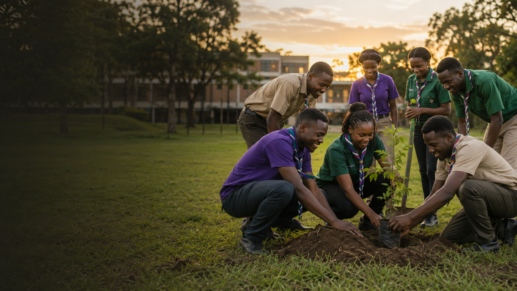 Rover Scouts serving together
